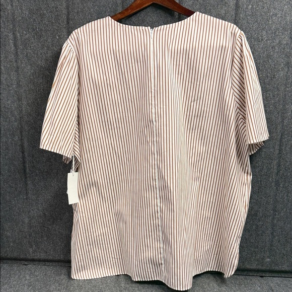 Nordstrom Tan and White Striped Blouse Plus size - Picture 3 of 4